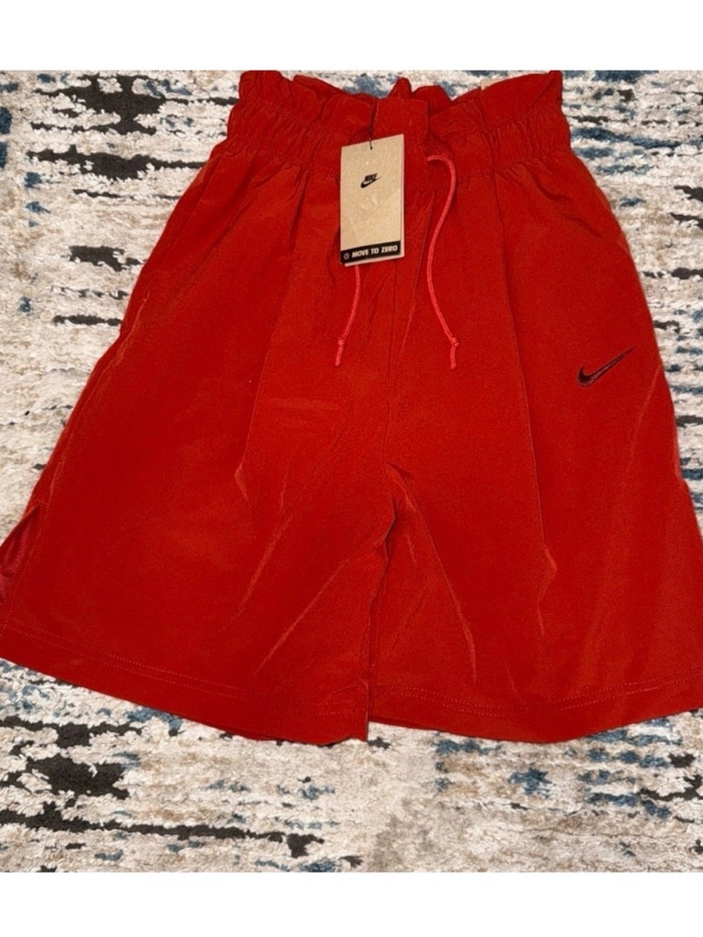 Nike Women’s Red Elastic Waist Athletic Shorts with Swoosh